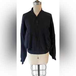 ALO Yoga Black Bomber Jacket with Zip Front